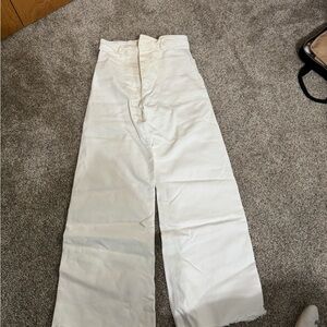 Zara Women's Cream Wide Leg Jeans